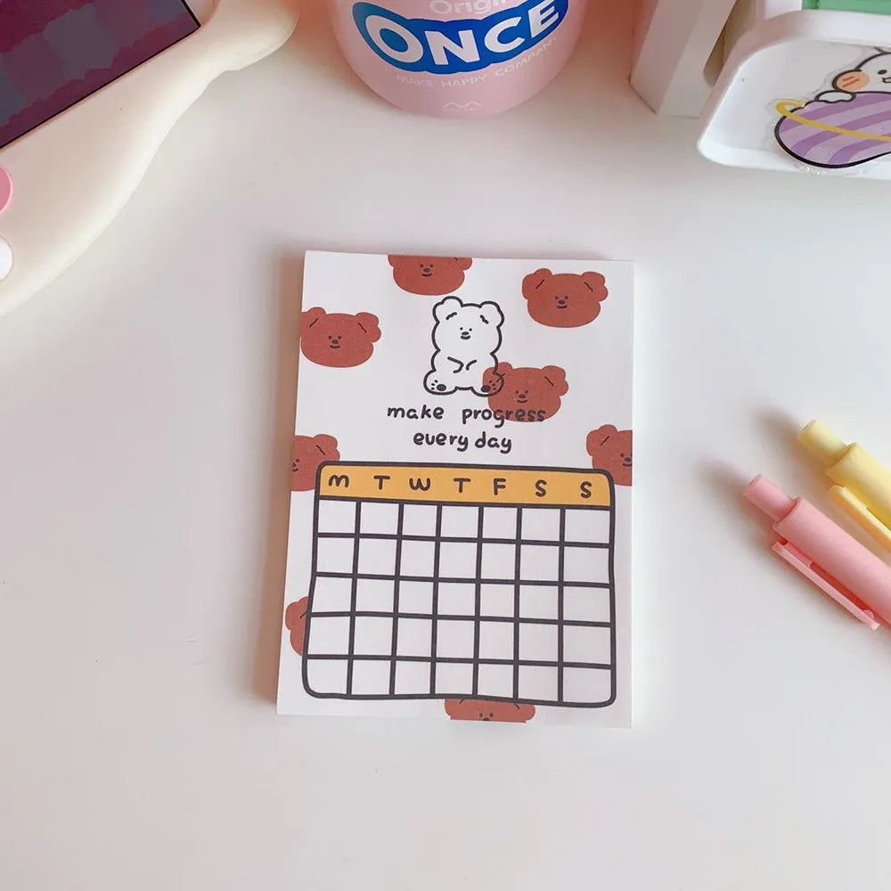 Kawaii cartoon bear memo pads and note paper in various colourful designs