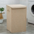 Cotton-linen fabric clothes sorting box with removable cover in beige, brown, green, or grey colours