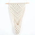 White hand-woven cotton wall tapestry with grid pattern measuring 30cm by 70cm