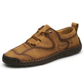 Men's casual leather shoes with microfiber upper in black, gold or khaki colours with round toe design