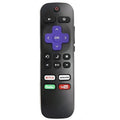 Black Roku TV remote control showing button layout with infrared transmitter at top