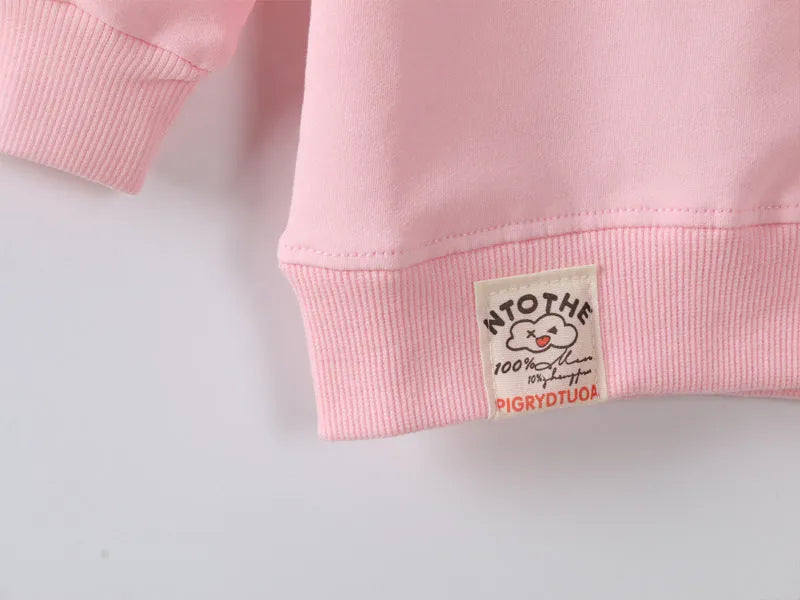 Korean style baby girl's cartoon pattern autumn sweater in soft treated fabric.
