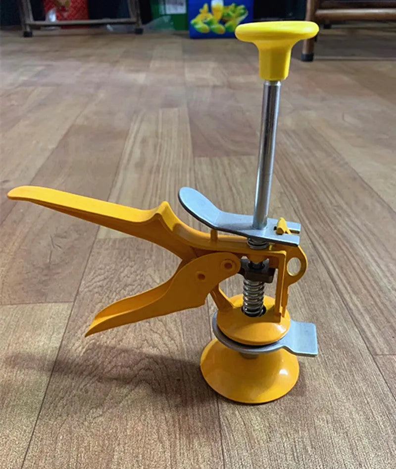 Metal tile raising positioner tool with adjustable height for floor levelling, 23.5 cm long