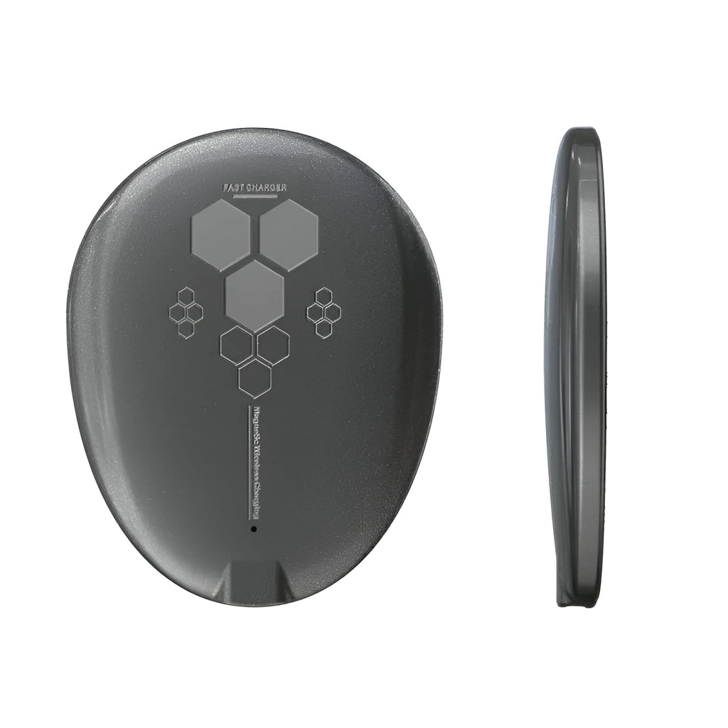 Black magnetic wireless charger with Type-C port showing model C01