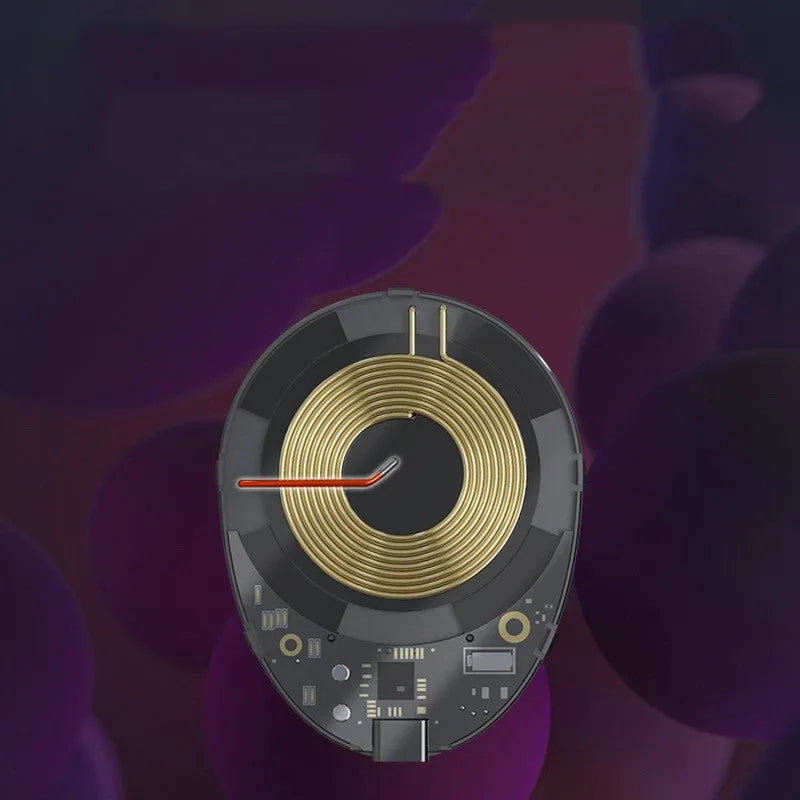 Black magnetic wireless charger with Type-C port showing model C01