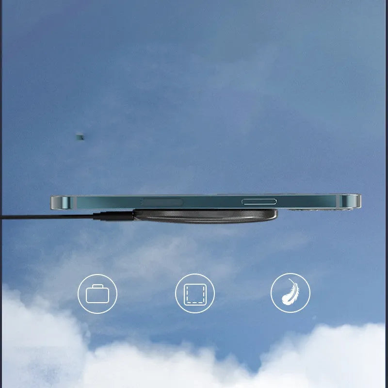 Black magnetic wireless charger with Type-C port showing model C01