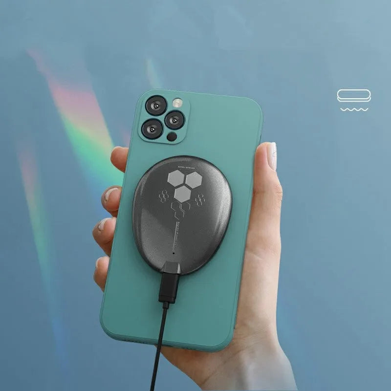 Black magnetic wireless charger with Type-C port showing model C01