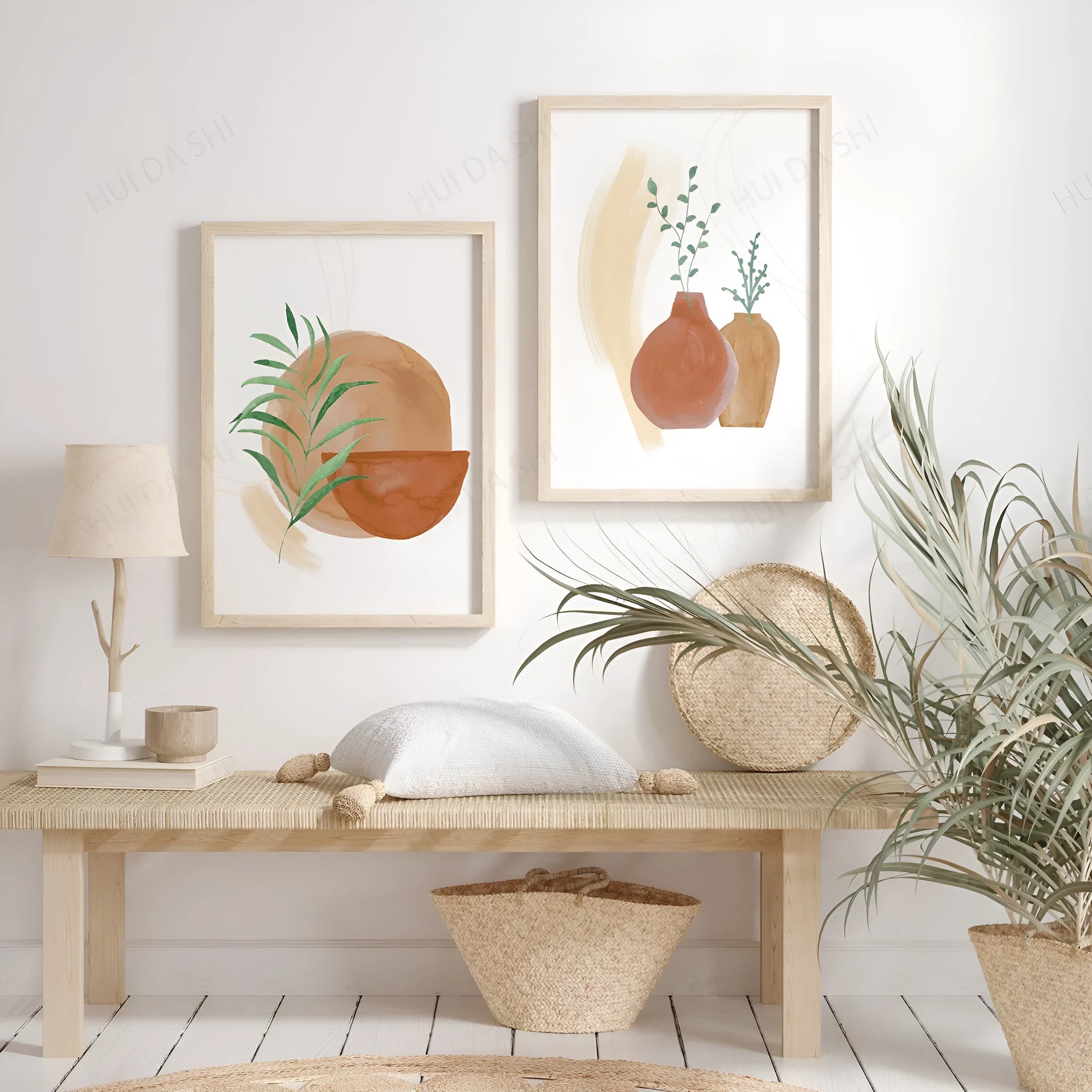 Bohemian design canvas wall art print in multiple size options on waterproof material