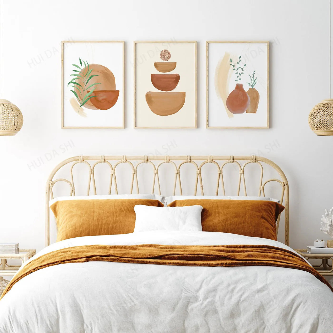 Bohemian design canvas wall art print in multiple size options on waterproof material