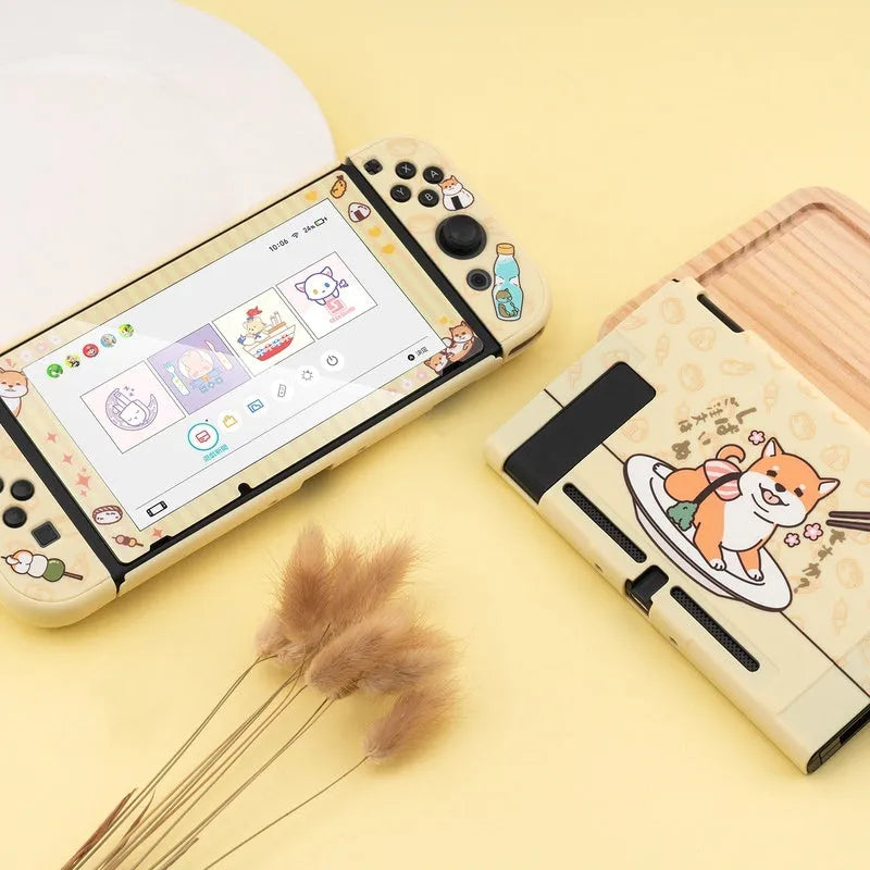 Sea Otter Nintendo Switch protective hard shell case with back grip housing and toughened membrane