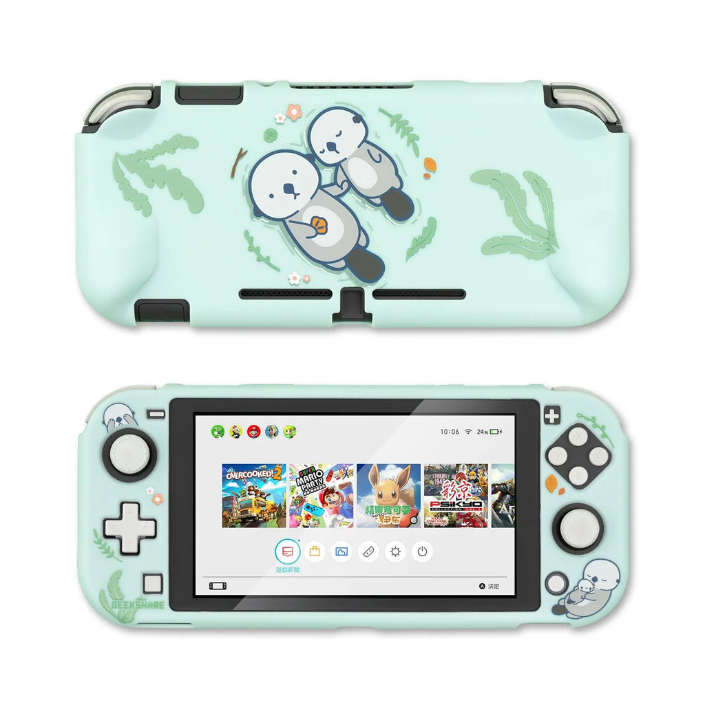 Sea Otter Nintendo Switch protective hard shell case with back grip housing and toughened membrane