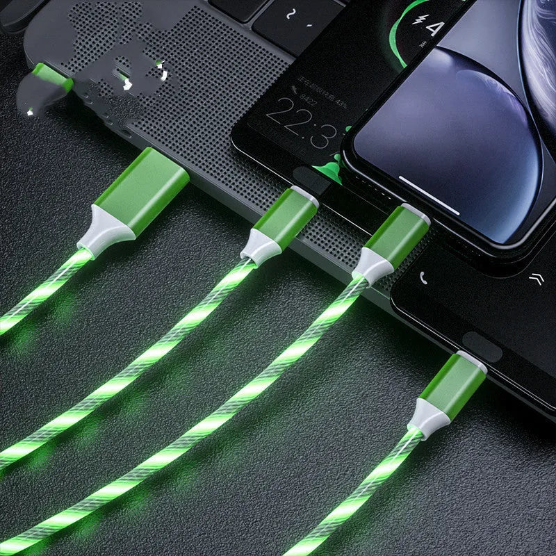 USB data cable with three colourful streamer connectors showing 1.25 metre length and USB interface