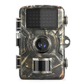 IP66 waterproof trail camera in camouflage with 2.4-inch screen for field monitoring and animal detection