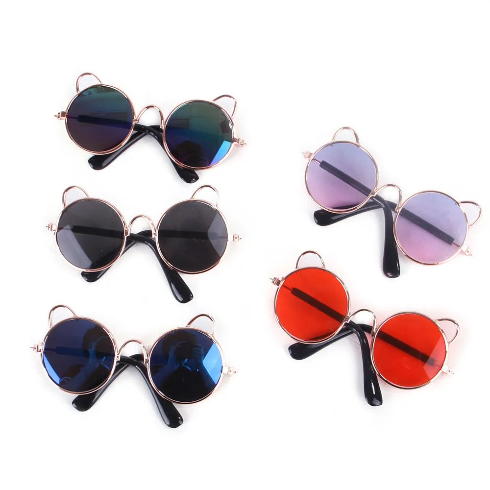 Pet sunglasses metal frame casual style for cats dogs teddy bears black blue reflective colourful gradient blue red