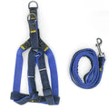 Dog walking traction rope harness in denim and nylon with 120cm rope, black colour, small to extra large sizes