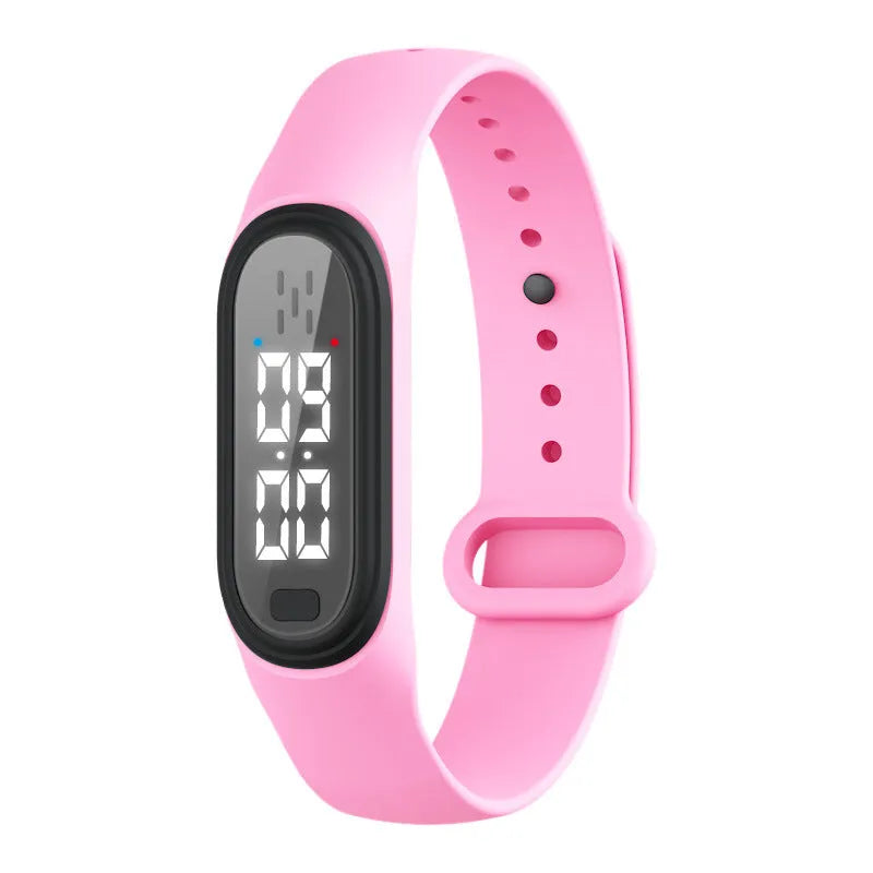 Ultrasonic electronic mosquito repellent watch-style bracelet in black, white, blue and pink colours