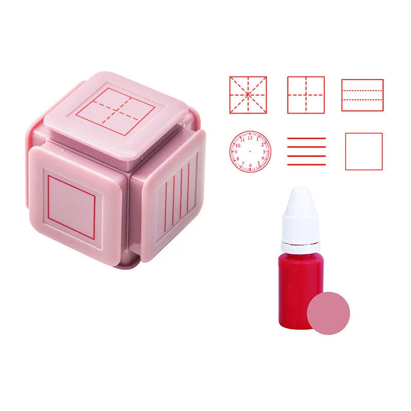 Six-sided Tianzi Grid Seal educational stamp with photosensitive quick-drying technology