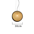 Black-rimmed rattan retro glass chandelier with iron frame, 30cm or 40cm fishing line pendant