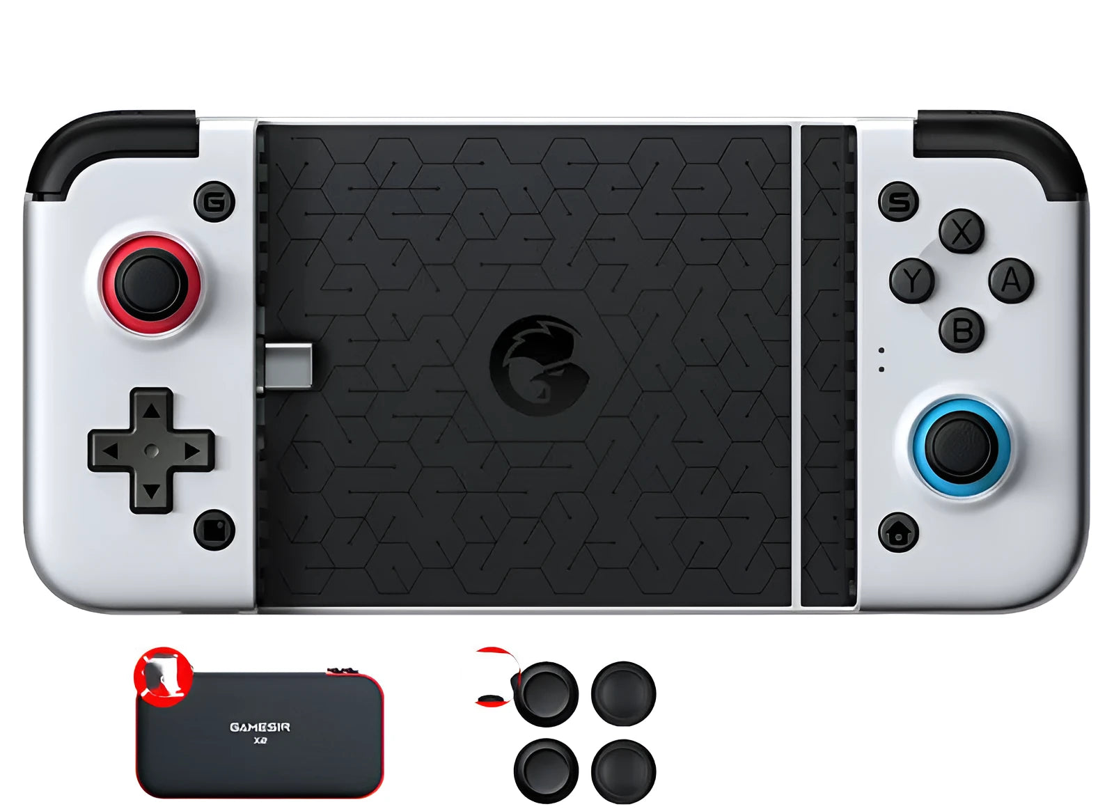Gaze Chicks X2 USB game controller for Android phones, shown in a compact black ABS plastic design.