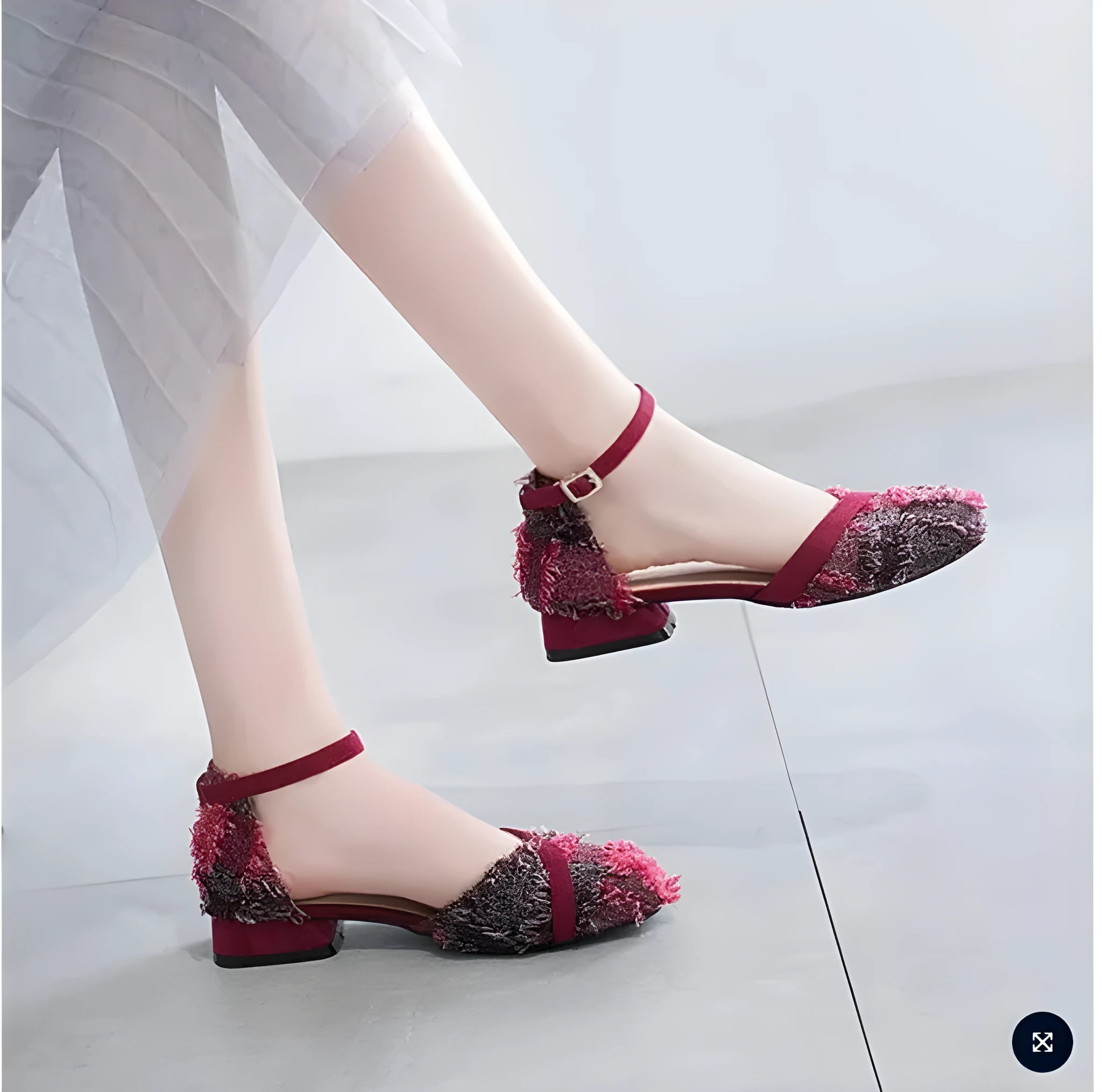 Women's apricot suede D'Orsay flats with an ankle strap and low 3cm heel.