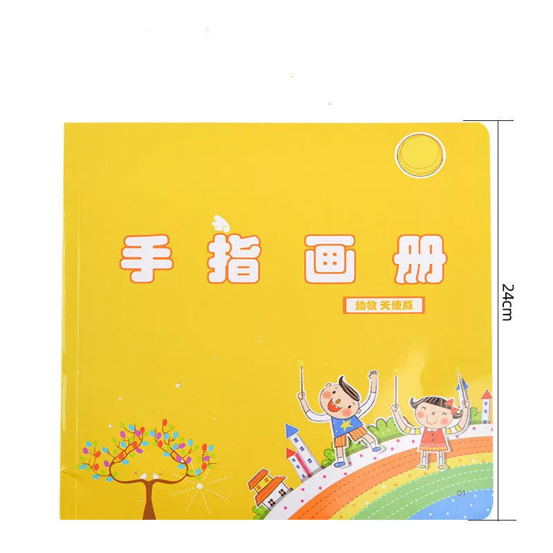 Children's finger print mud kit with plastic inkpad, stamp, and picture album for non-toxic sensory play.