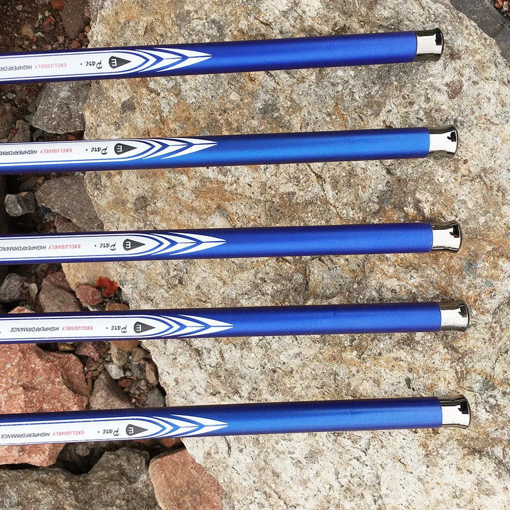 Blue carbon super hard telescopic fishing rod with 7 sections and metal button cap, closed length 70cm