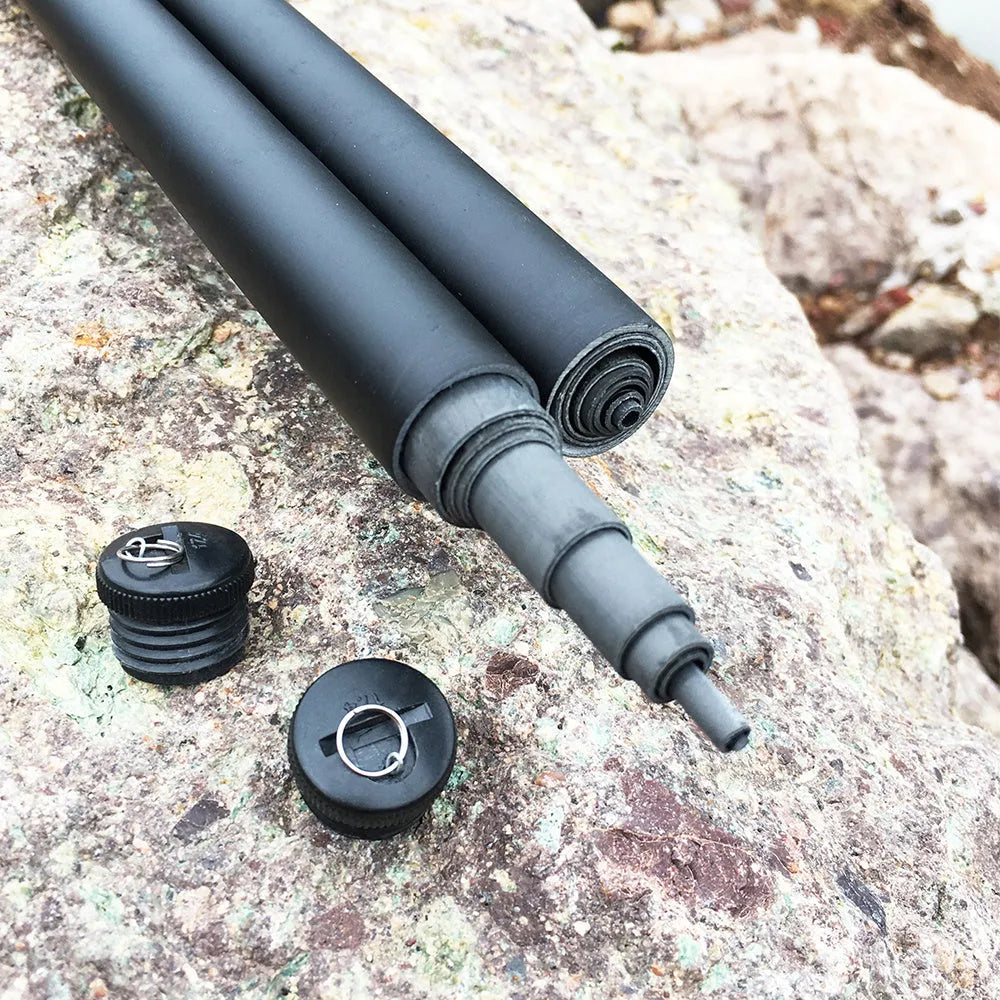 Blue carbon super hard telescopic fishing rod with 7 sections and metal button cap, closed length 70cm