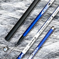 Blue carbon super hard telescopic fishing rod with 7 sections and metal button cap, closed length 70cm