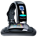 Smart wristband with digital display showing heart rate monitoring and blood pressure tracking functions