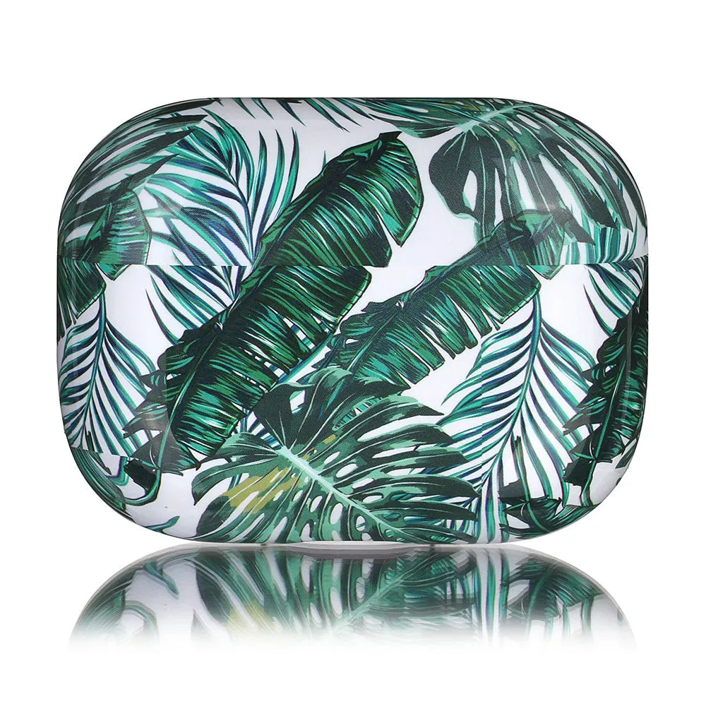 Banana leaves design AirPods protective case in blue or green colour, soft TPU material