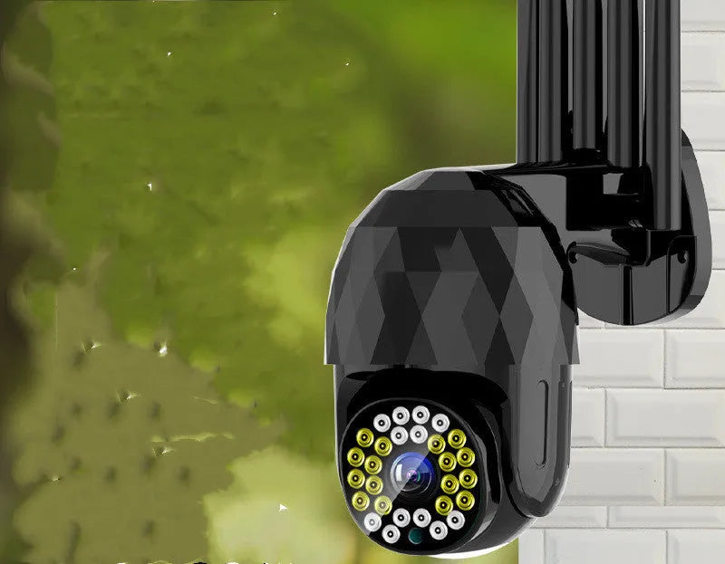 Wireless smart home HD monitor network camera, 2MP 1080P, 28 LED lights, black ABS spherical design