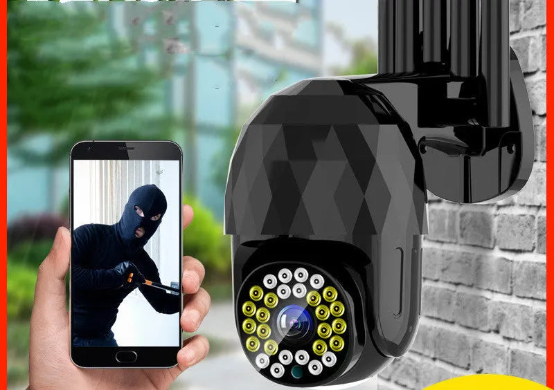 Wireless smart home HD monitor network camera, 2MP 1080P, 28 LED lights, black ABS spherical design