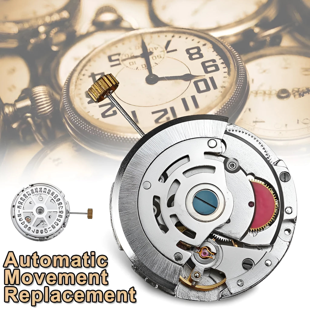 8215 automatic watch movement replacement with silver stainless steel construction and 25mm diameter