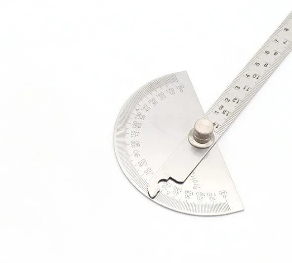 Adjustable protractor showing 0-180 degree scale in 15cm and 14.5cm sizes