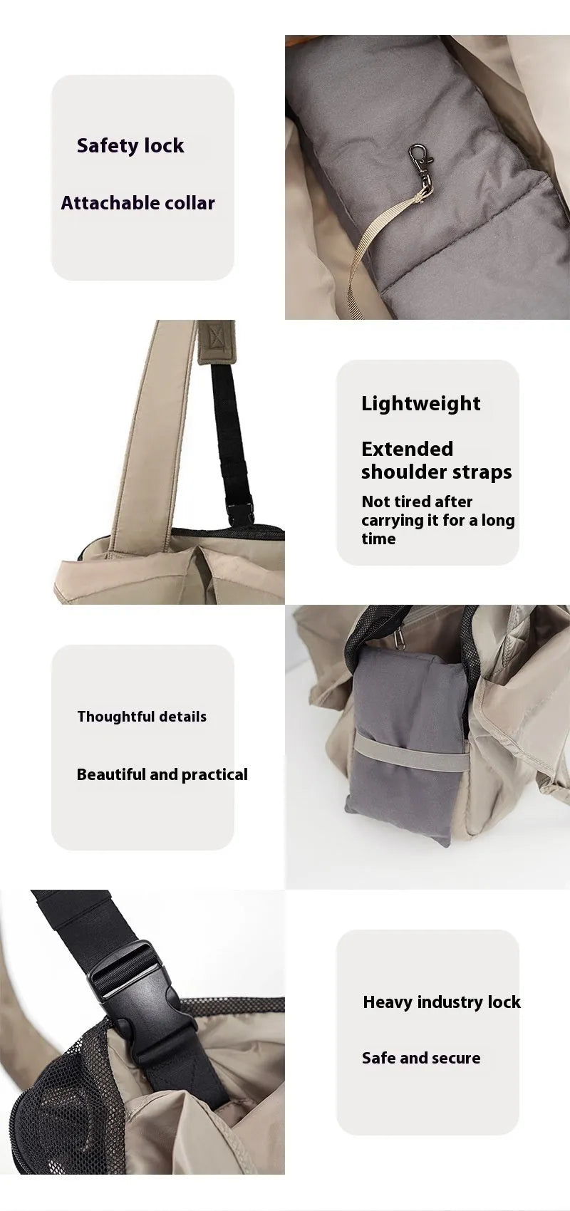 Apricot cloth pet carrier bag measuring 41x16x28cm with handbag-style design