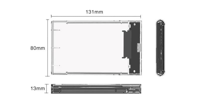 Transparent PC hard disk box for 2TB 3TB 4TB SATA drive with USB interface