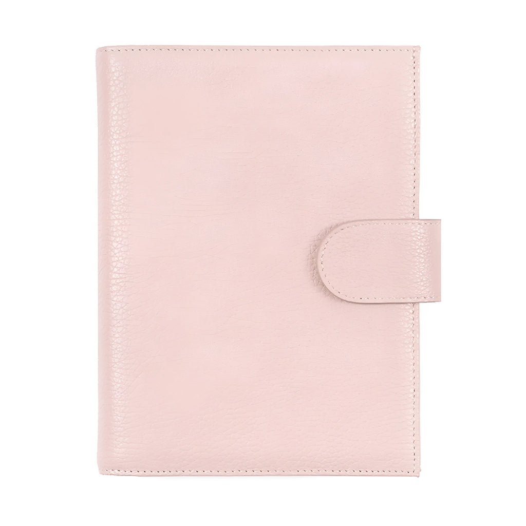 Lychee pattern cowhide leather notebook in A6 size with loose-leaf binding