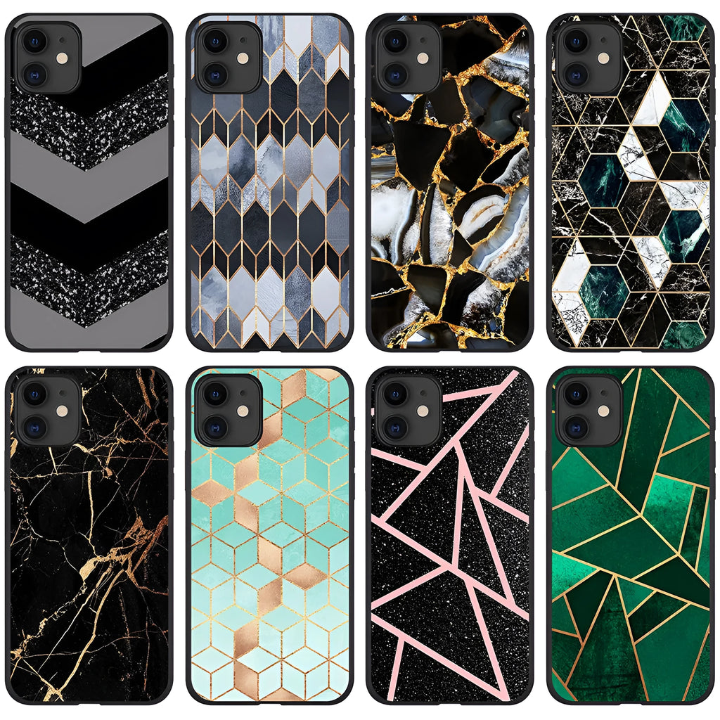 Marble pattern iPhone case showing waterproof and drop resistant TPU PC construction