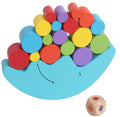 Wooden moon balance game toy in blue and yellow colours for children aged 2-4 years