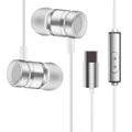 In-ear headphones with TPE material in black, gold, pink, and silver colour options showing 10mm horn diameter