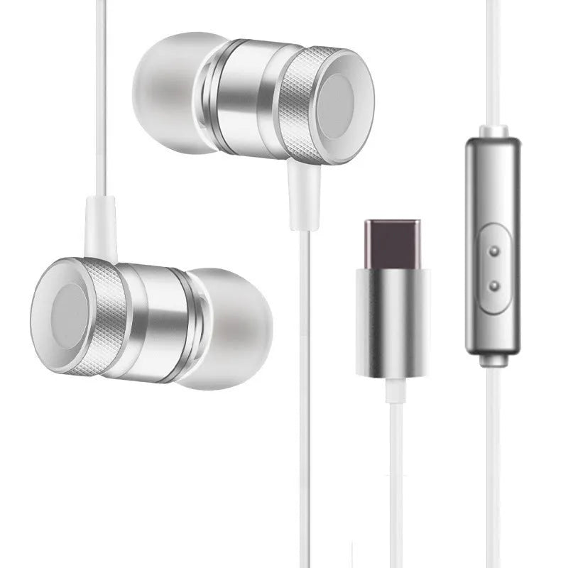 In-ear headphones with TPE material in black, gold, pink, and silver colour options showing 10mm horn diameter