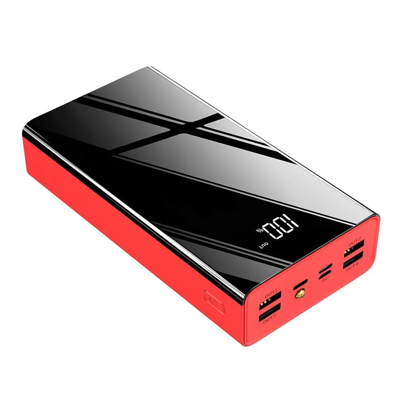Large black 40000mAh power bank with LCD screen showing battery percentage