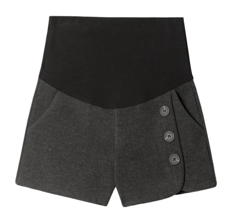 Grey wool stomach lift cotton blend shapewear shorts in high-waisted design