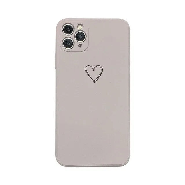 Solid colour silicone phone case for iPhone shown in black, green, grey, light green, pink, purple, red, and white options
