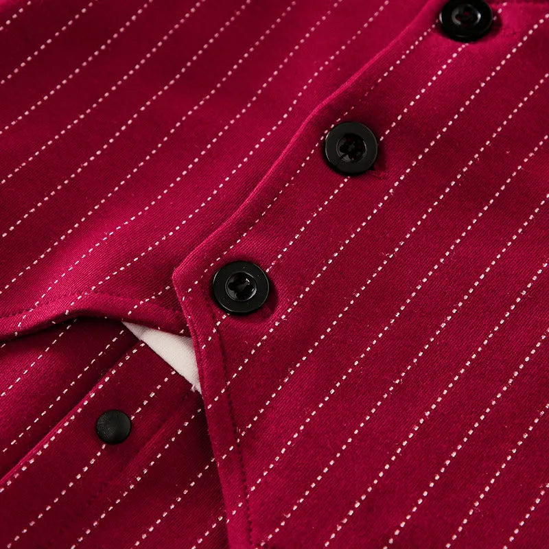 Wine red long-sleeved cotton baby boy romper one-piece suit laid flat