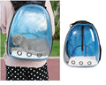 Transparent plastic pet backpack in solid colour with pet inside, available in yellow red green blue and more shades