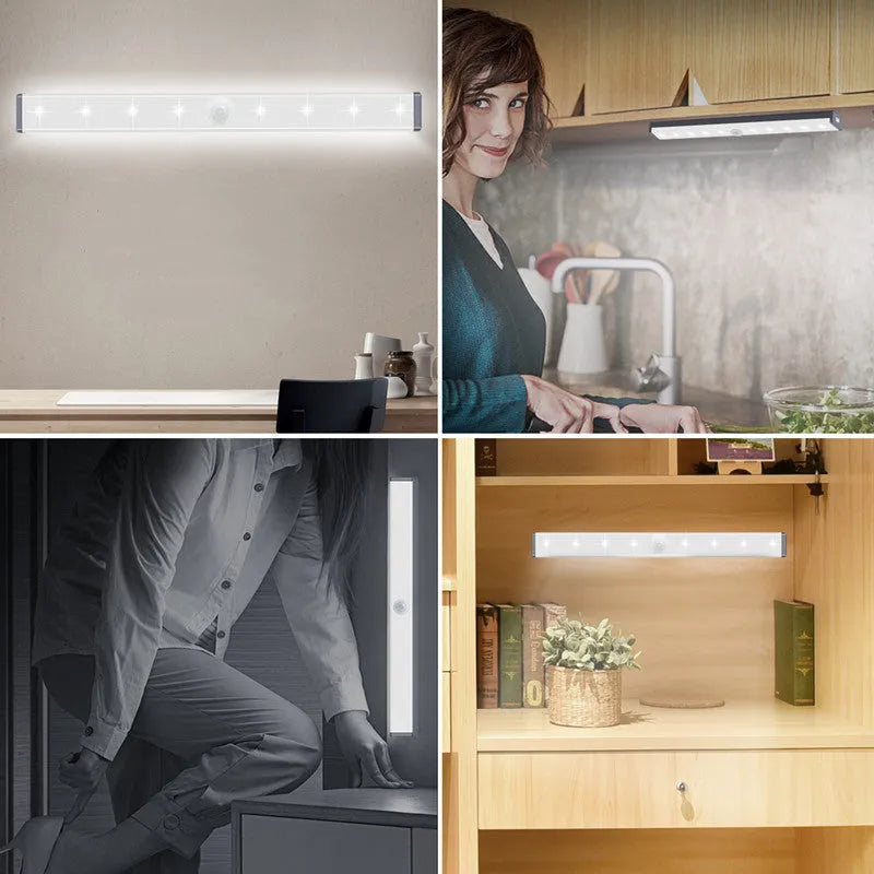 Aluminium LED human body induction magnetic closet light with USB charging port.