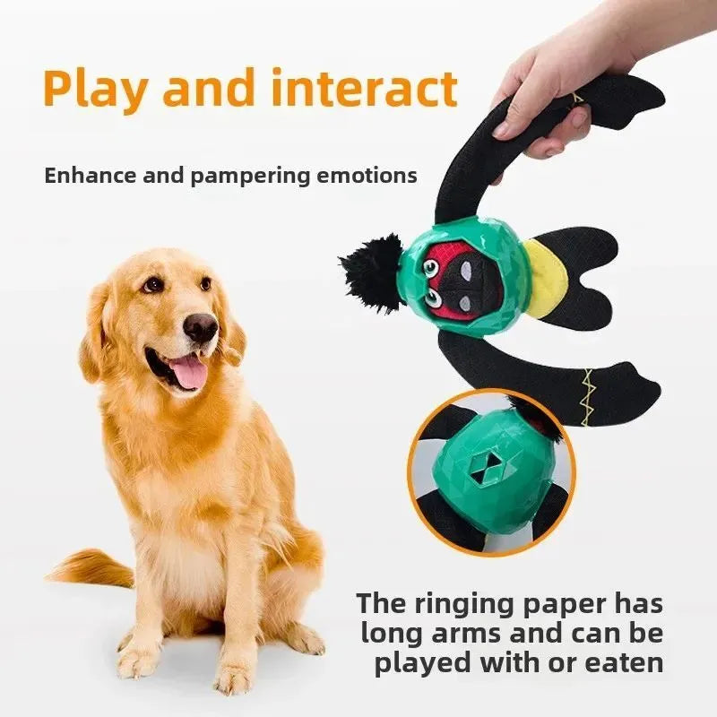 Missing food dog toy in gorilla shape with paper sound, bite-resistant fabric, green colour
