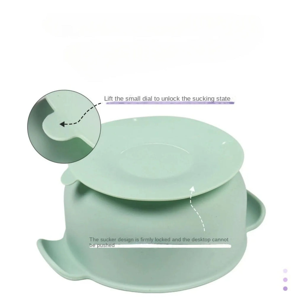 Silicone pet bowl with suction cups on base in a selection of colours.