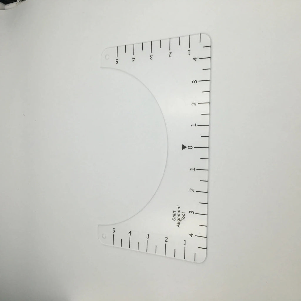 Clear acrylic sewing ruler patch measuring 10 by 6 inches for T-shirt alignment